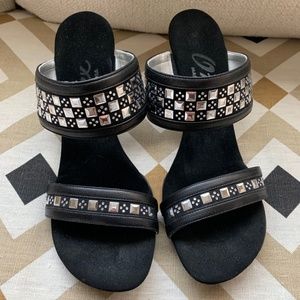 Onex black and metallic evening studded sandal